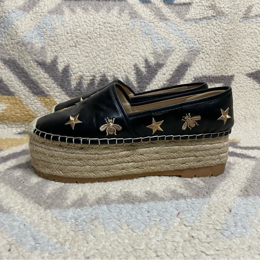 Gucci Platform Espadrilles Embroidered Black Size 37 7